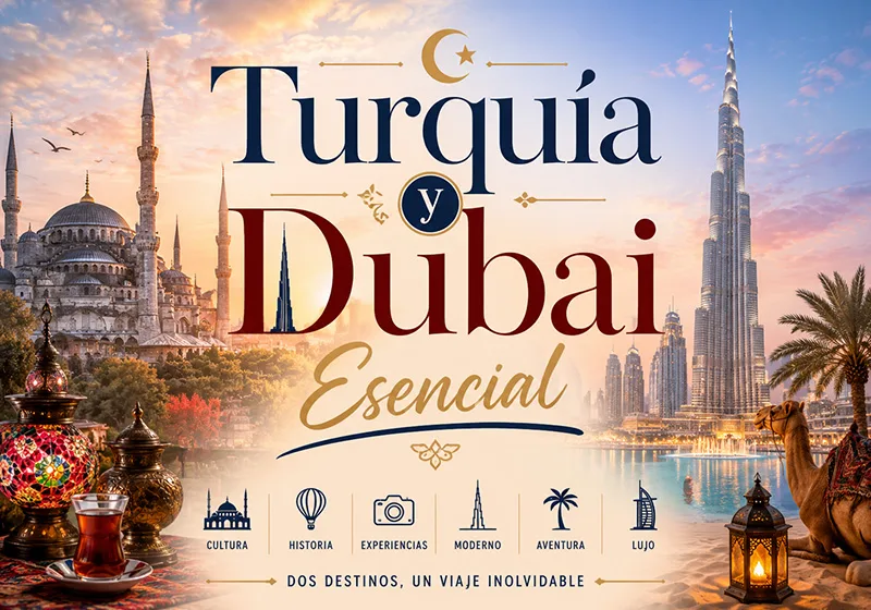 Descubre Turquía y Dubái en un solo viaje: Estambul, Capadocia, Pamukkale, Dubái y Abu Dhabi. Historia otomana y lujo futurista desde Tijuana.