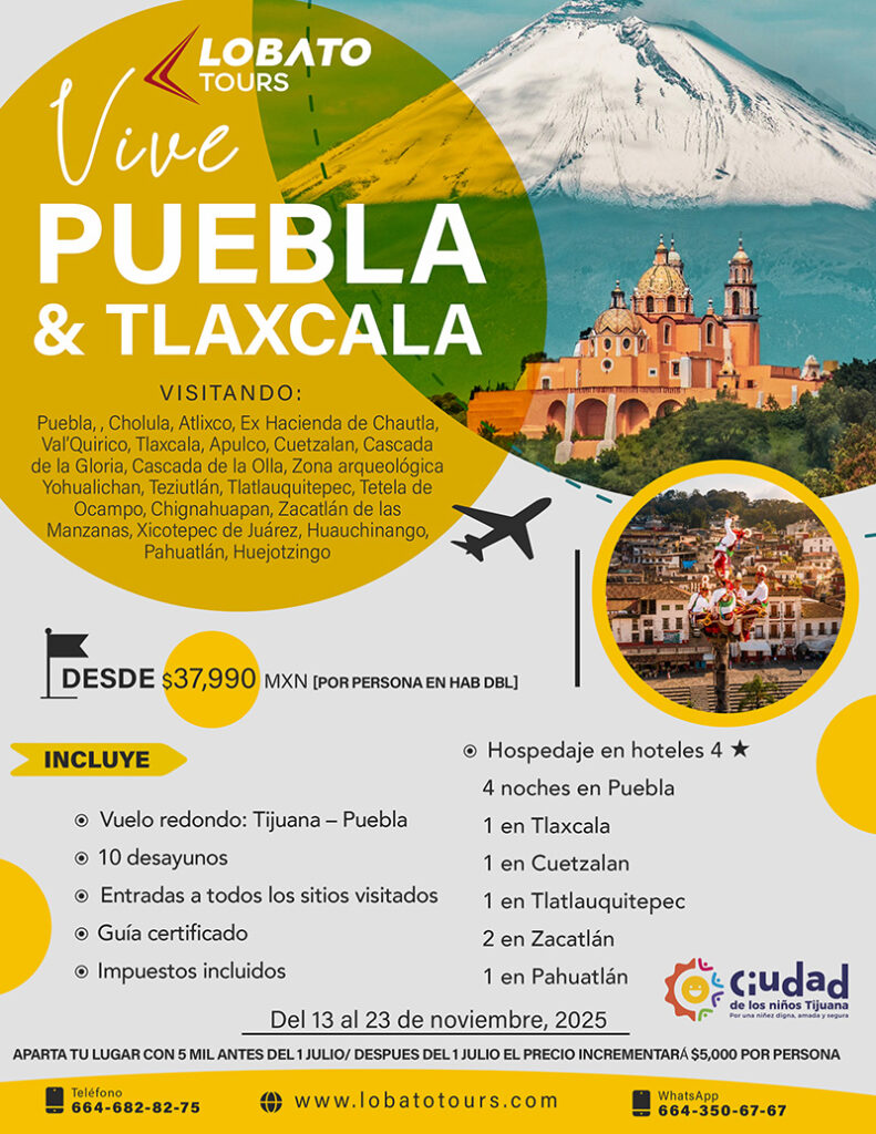 Recorre los pueblos mágicos, paisajes naturales, zonas arqueológicas y joyas coloniales de Puebla y Tlaxcala en un viaje de 10 días lleno de historia, tradición y belleza. ¡Vive una experiencia inolvidable!