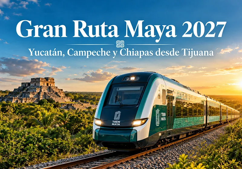 Viaja del 8 al 15 de febrero de 2027 por Yucatán, Campeche y Chiapas con vuelo, Tren Maya Premier, guía y entradas. Sal desde Tijuana.